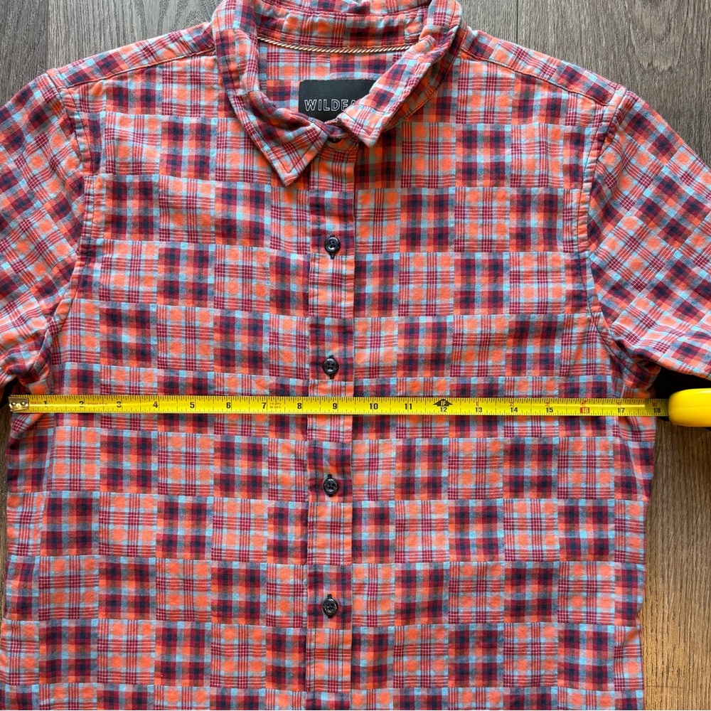 Wildfang Button Down Red Plaid Patchwork Shirt Ge… - image 5